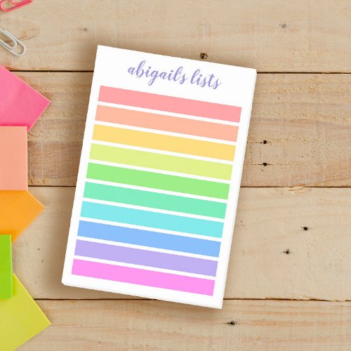 Bright Rainbow List _ Custom Name Post_it Notes
