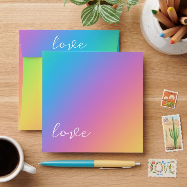 Bright Rainbow Love Envelopes (Desk)