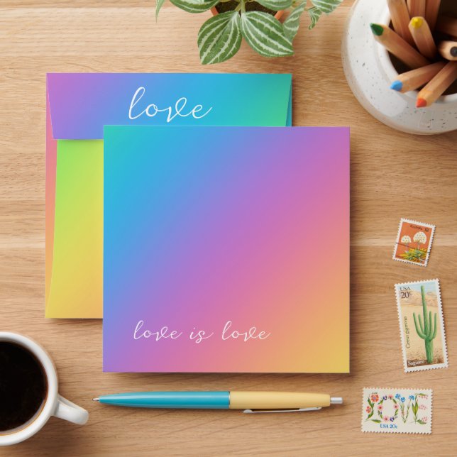 Bright Rainbow Love is Love Envelopes (Desk)