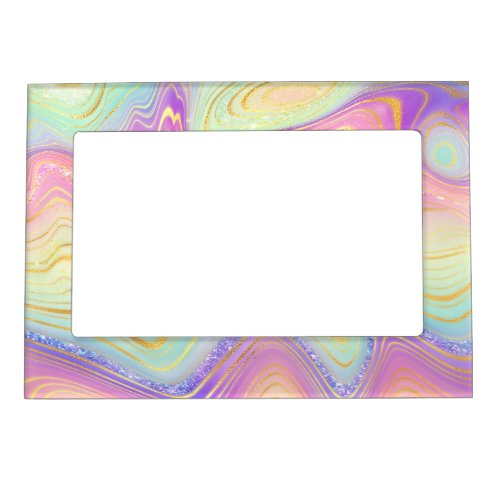 Bright Rainbow Marble Agate Glitter Magnetic Frame