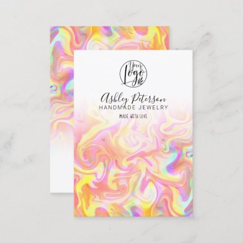 Bright rainbow marble logo jewelry earring business card