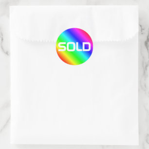 Bright Rainbow Modern Bold Typography Custom Sold Classic Round Sticker