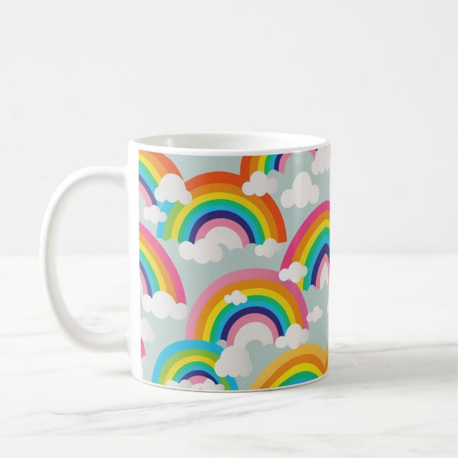 Bright Rainbow Mug with Clouds (Left)