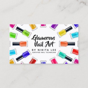 Bright Rainbow Nail Art Tech Salon Appointment Business Card by CyanSkyDesign at Zazzle
