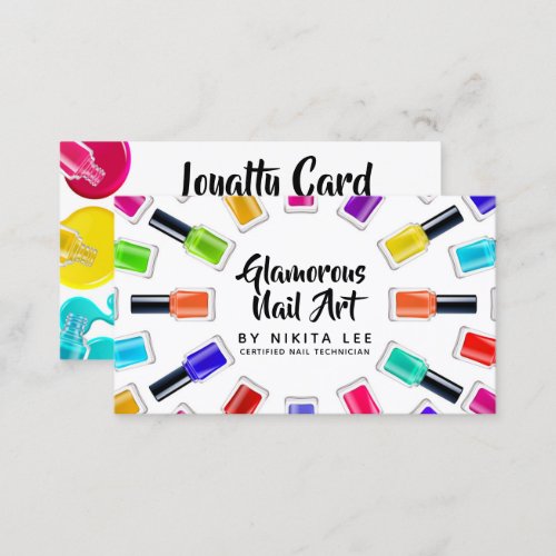 Bright Rainbow Nail Art Tech Salon Loyalty Card