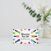 Bright Rainbow Nail Polish Art Tech Salon 4-Photo Business Card (Standing Front)