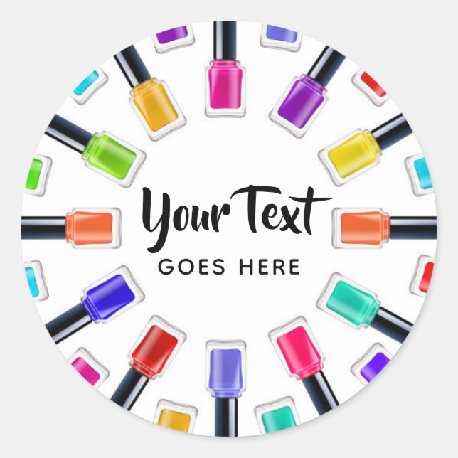 Bright Rainbow Nail Polish Art Tech Salon Custom Classic Round Sticker (Front)