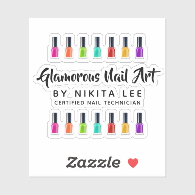 Bright Rainbow Nail Polish Art Tech Salon Logo Sticker (Sheet)