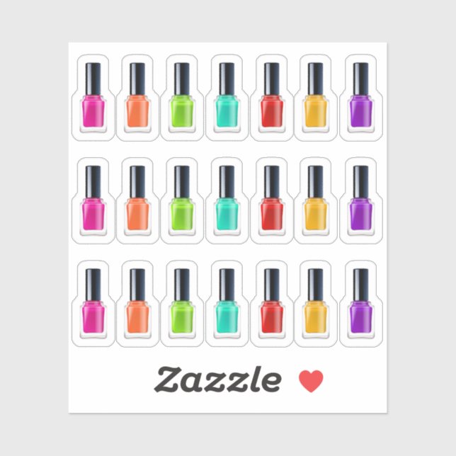 Bright Rainbow Nail Polish Art Tech Salon Planner Sticker (Sheet)
