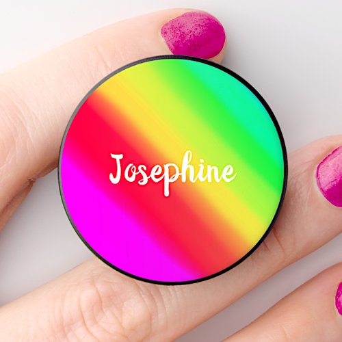 Bright Rainbow Ombre Color Gradient Custom Name  PopSocket