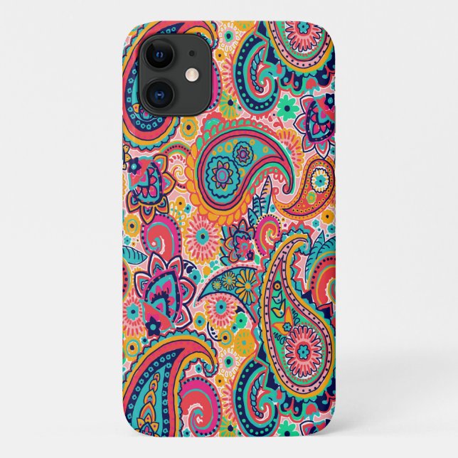 Bright Rainbow Orange Paisley Case-Mate iPhone Case (Back)