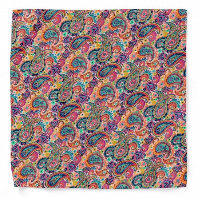 Bright Rainbow Paisley Bandana (Front)