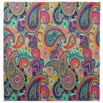 Bright Rainbow Paisley Cloth Napkin by its_sparkle_motion at Zazzle