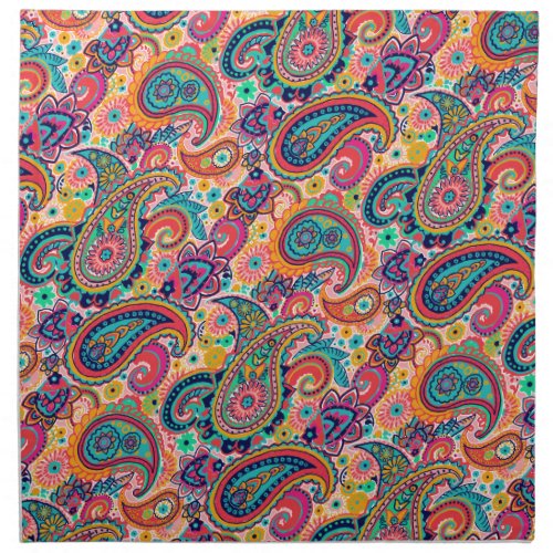 Bright Rainbow Paisley Cloth Napkin