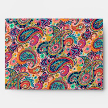 Bright Rainbow Paisley Envelope by its_sparkle_motion at Zazzle