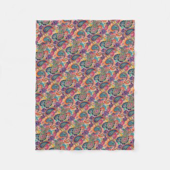 Bright Rainbow Paisley Fleece Blanket by its_sparkle_motion at Zazzle