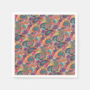 Bright Rainbow Paisley Paper Napkins