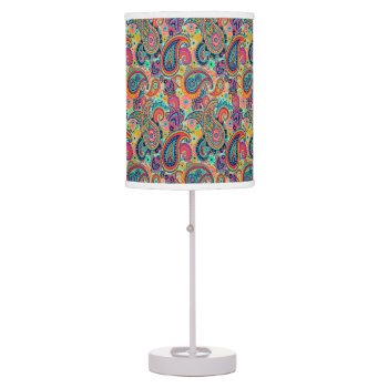 Bright Rainbow Paisley Pattern Table Lamp by its_sparkle_motion at Zazzle