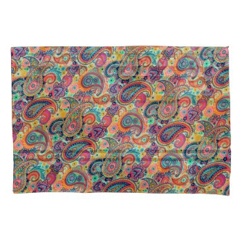 Bright Rainbow Paisley Pillow Case by its_sparkle_motion at Zazzle