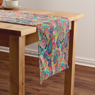 Bright Rainbow Paisley Short Table Runner