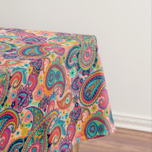 Bright Rainbow Paisley Tablecloth