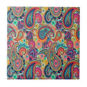 Bright Rainbow Paisley Tile