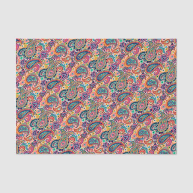 Bright Rainbow Paisley Tissue Paper (Front)