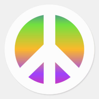 Bright Rainbow Peace Sign Classic Round Sticker
