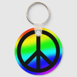 Bright Rainbow Peace Symbol Keychain at Zazzle