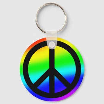 Bright Rainbow Peace Symbol Keychain by peacegifts at Zazzle