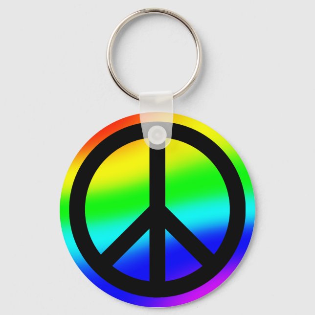 Bright Rainbow Peace Symbol Keychain (Front)