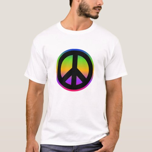 Bright Rainbow Peace Symbol T_Shirt