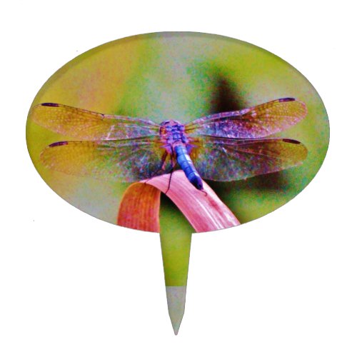 Bright Rainbow Pink Dragonfly Cake Topper