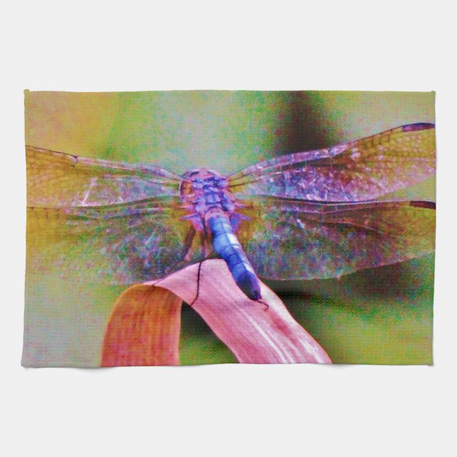 Bright Rainbow Pink Dragonfly Towel (Horizontal)