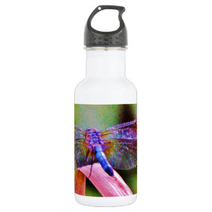 Bright Rainbow Pink Dragonfly Water Bottle