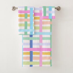 Bright Rainbow Plaid Bath Towel - Colorful Pastel