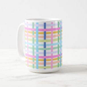 Bright Rainbow Plaid Mug - Colorful Pastel