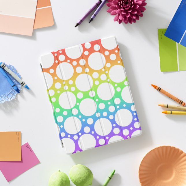 Bright Rainbow Polka Dots iPad Smart Cover (In Situ)