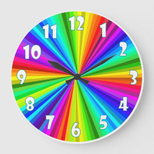 Bright Rainbow Ray Colorful , Wall Clock Rainbow