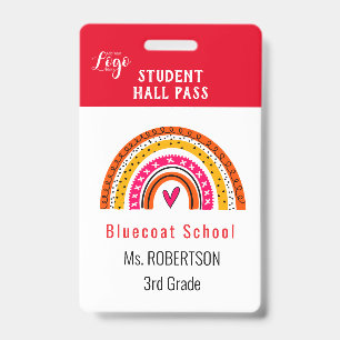 Bright rainbow School teacher or student pass Badge