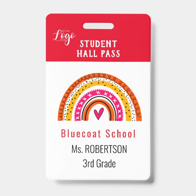 Bright rainbow School teacher or student pass Badge (Front)