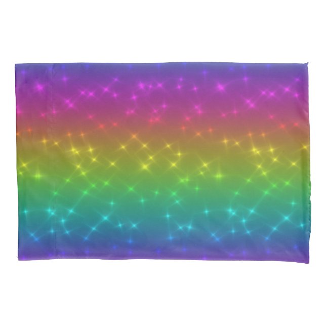 Bright Rainbow Sparkles Pillow Case (Front)