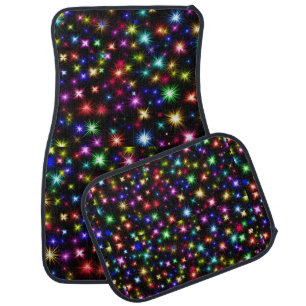 Bright Rainbow Sparkles, Stars & Fireworks Car Floor Mat