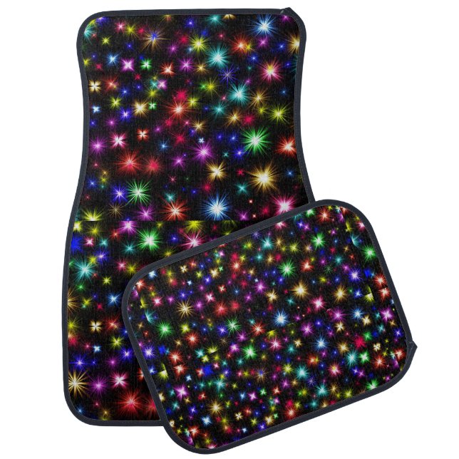 Bright Rainbow Sparkles, Stars & Fireworks Car Floor Mat (Set)