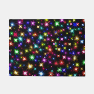 Bright Rainbow Sparkles, Stars & Fireworks Doormat