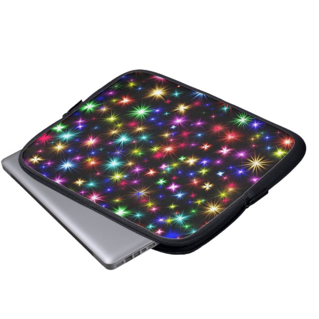Bright Rainbow Sparkles, Stars & Fireworks Laptop Sleeve (Front Bottom)