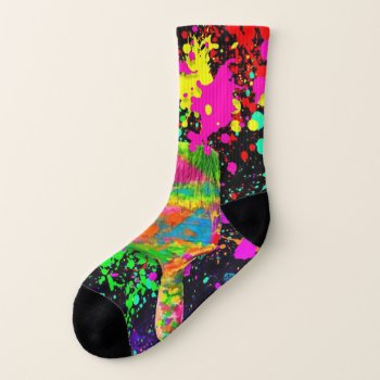 Bright Rainbow Splatter Paint Socks by MiniBrothers at Zazzle