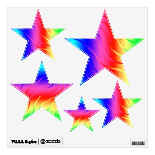 Bright Rainbow Stars Wall Decals