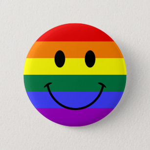 Bright Rainbow Stripe Face Pinback Button