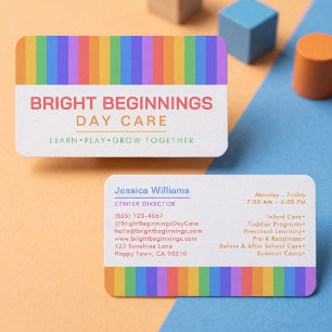 Bright Rainbow Stripe Modern Personalized Design Business Card